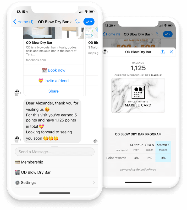 Clients collect rewards points in Facebook Messenger